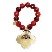 Load image into Gallery viewer, Buffalo Horn Bracelet With Lacquer Buffalo Horn Flower Charms - DIDAJ