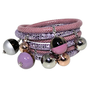 Italian Wrap Leather Bracelet With Lacquer Buffalo Horn Charms - DIDAJ