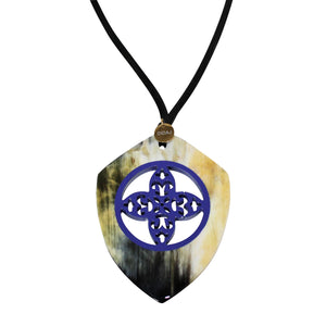 Bicolor Pendant in Lacquered Buffalo Horn With Waxed Cotton Cord - DIDAJ