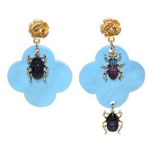 Buffalo Horn Flower Style Lacquered Earrings - DIDAJ