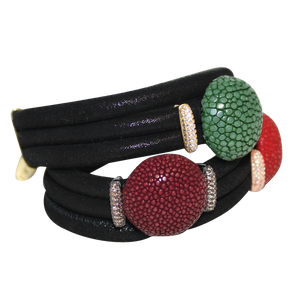 Italian Wrap Leather Bracelet With Exotic Leather Connectors - DIDAJ