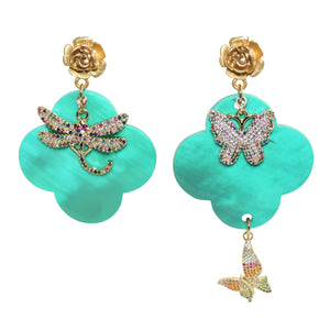 Buffalo Horn Flower Style Lacquered Earrings - DIDAJ
