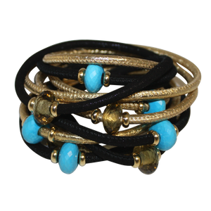 Italian Wrap Leather Bracelet With Gemstones & Mother of Pearl - DIDAJ
