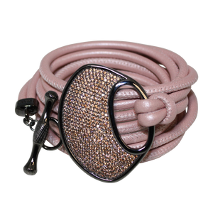 Blush Pearl Pink Italian Wrap Leather Bracelet With CZ Buckle - DIDAJ