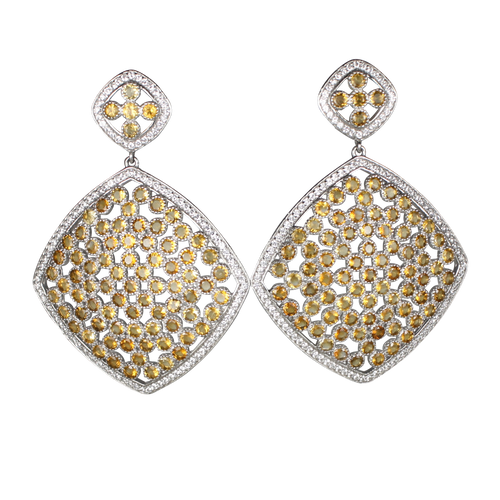 Faceted Citrine Pave Earrings - DIDAJ
