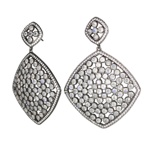 Faceted Moon Stone Pave Earrings - DIDAJ