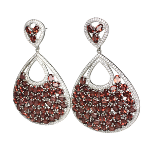 Faceted Rhodolite Garnet and Pave Earrings - DIDAJ