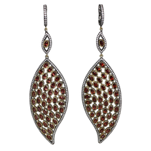 Load image into Gallery viewer, Faceted Rhodolite Garnet in Gold &amp; Black Rhodium Earrings - DIDAJ