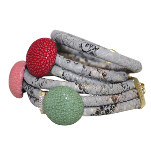 Italian Wrap Leather Bracelet With Exotic Leather Connectors - DIDAJ