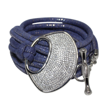 Load image into Gallery viewer, Lavender &amp; Silver Italian Wrap Leather Bracelet With CZ Buckle - DIDAJ
