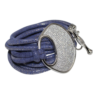 Lavender & Silver Italian Wrap Leather Bracelet With CZ Buckle - DIDAJ