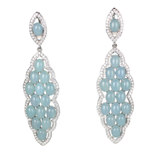 Load image into Gallery viewer, Long Aqua Chalcedony Cabochon Earrings - DIDAJ