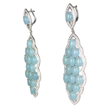 Load image into Gallery viewer, Long Aqua Chalcedony Cabochon Earrings - DIDAJ