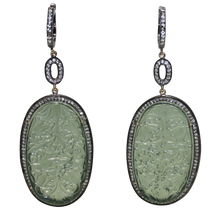 Load image into Gallery viewer, Long Curved Green Jade Earrings - DIDAJ
