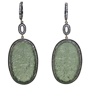 Long Curved Green Jade Earrings - DIDAJ