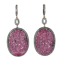 Load image into Gallery viewer, Long Curved Ruby Earrings - DIDAJ