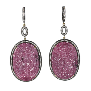 Long Curved Ruby Earrings - DIDAJ