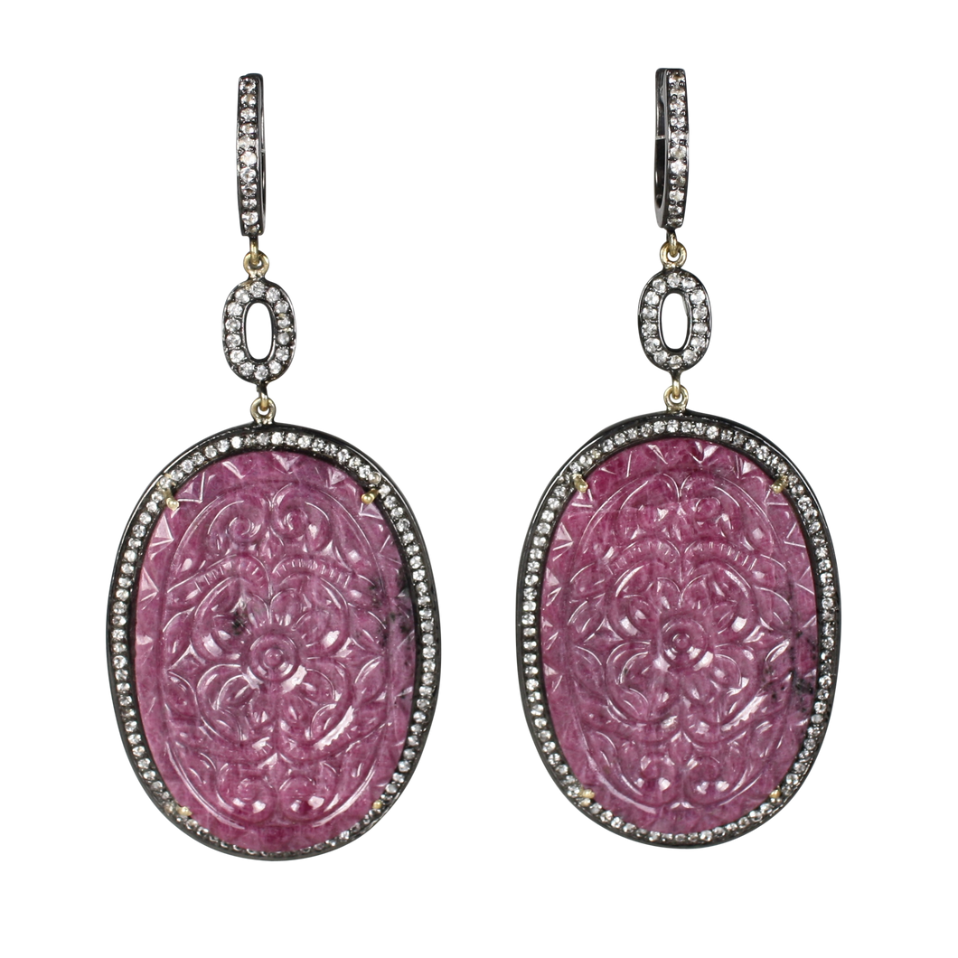 Long Curved Ruby Earrings - DIDAJ