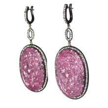 Load image into Gallery viewer, Long Curved Ruby Earrings - DIDAJ