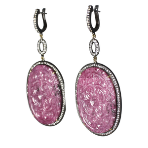 Long Curved Ruby Earrings - DIDAJ