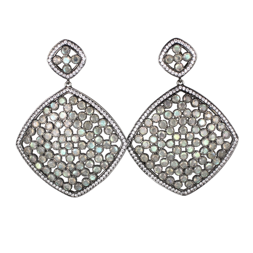 Faceted Labradorite Pave Earrings - DIDAJ
