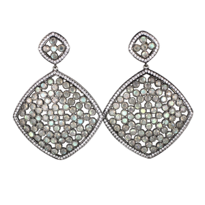Faceted Labradorite Pave Earrings - DIDAJ