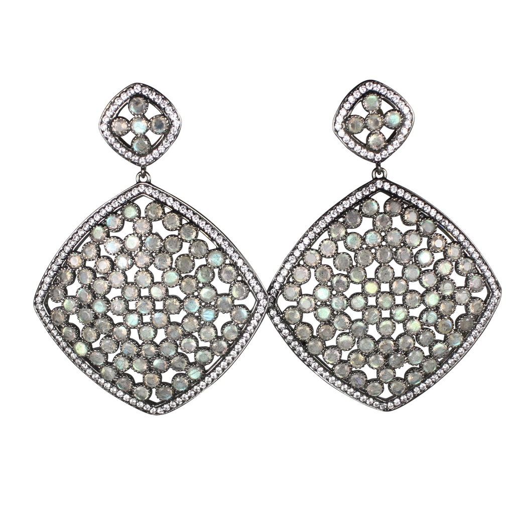 Faceted Labradorite Pave Earrings - DIDAJ