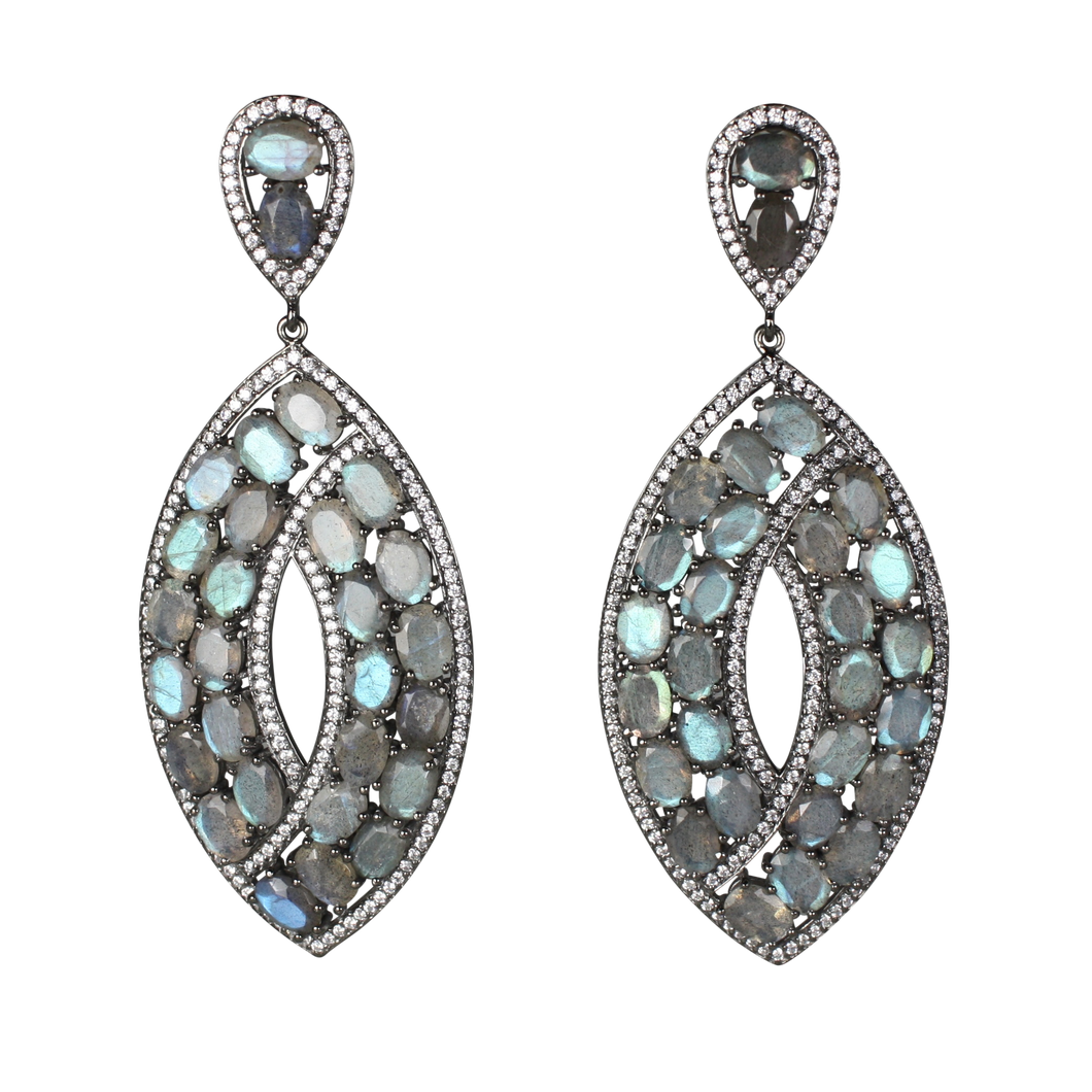 Long Faceted Labradorite Earrings - DIDAJ
