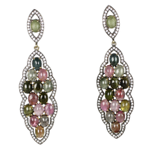 Load image into Gallery viewer, Long Multi Tourmaline Cabochon Earrings - DIDAJ
