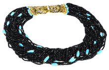 Load image into Gallery viewer, Multi-Strand Black Faceted Spinel and Arizona Sleeping Beauty Turquoise Necklace - DIDAJ