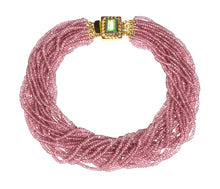 Load image into Gallery viewer, Multi-Strand Faceted Pink Topaz Necklace with Pearl Accents by Labradorite Clasp - DIDAJ
