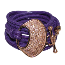 Load image into Gallery viewer, Purple Snake Italian Wrap Leather Bracelet With CZ Buckle - DIDAJ