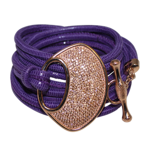 Purple Snake Italian Wrap Leather Bracelet With CZ Buckle - DIDAJ
