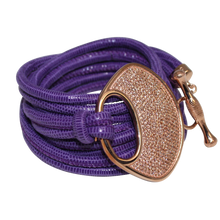 Load image into Gallery viewer, Purple Snake Italian Wrap Leather Bracelet With CZ Buckle - DIDAJ
