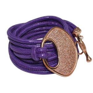 Purple Snake Italian Wrap Leather Bracelet With CZ Buckle - DIDAJ