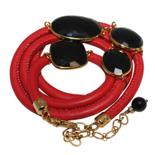 Load image into Gallery viewer, Red Italian Wrap Leather Bracelet With Faceted Black Spinel - DIDAJ