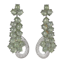 Load image into Gallery viewer, SUPER Long Cabochon Prehnite Earrings - DIDAJ